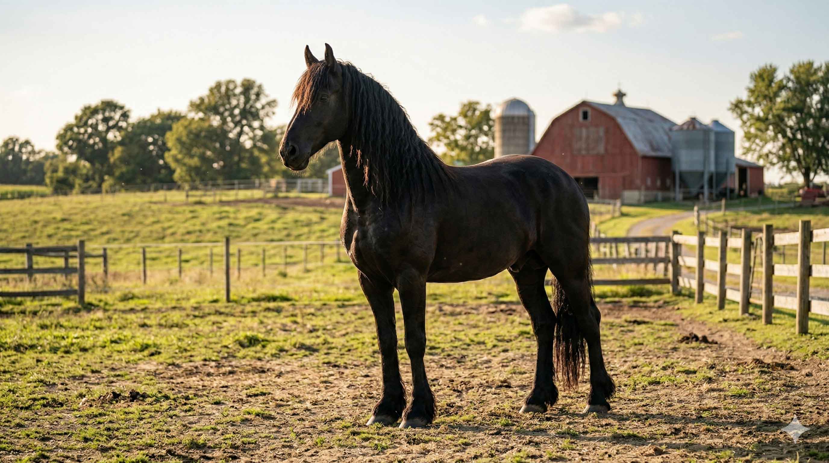 Güçlü ve Eğitimli Friesian Çiftlik Atı